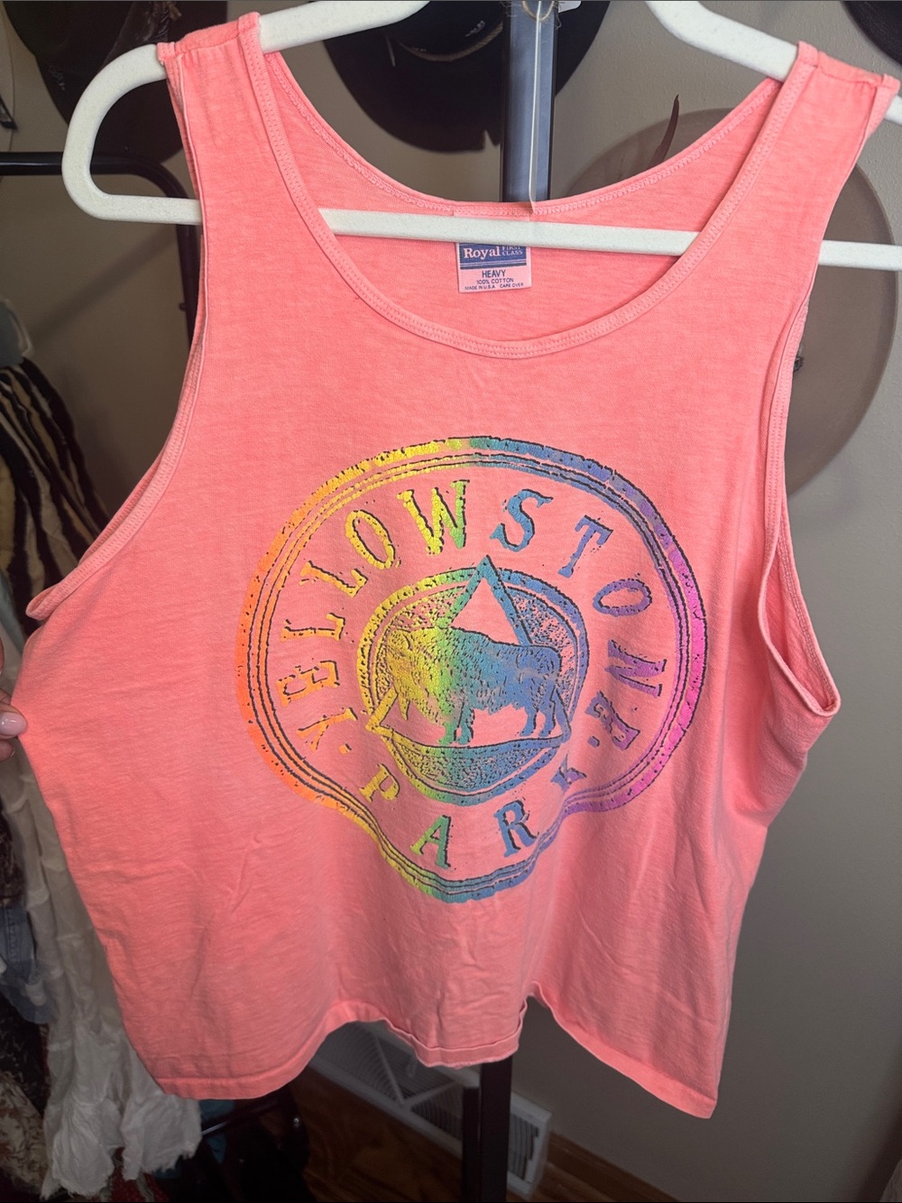 Yellowstone Park Coral Graphic Tank Top